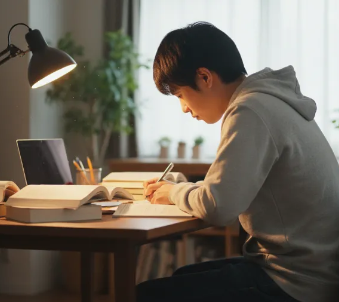 自宅でオンライン学習・対話をする子ども